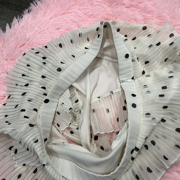 Polka Dot Tiered Skirt - Black and White - Picture 5 of 5